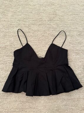 Zara Black Spaghetti Strap Peplum Cami Top